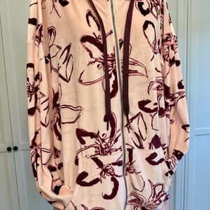 LulaRoe Bethany Hoodie with Crystal crop pants 1X - Large Pink Orchid print